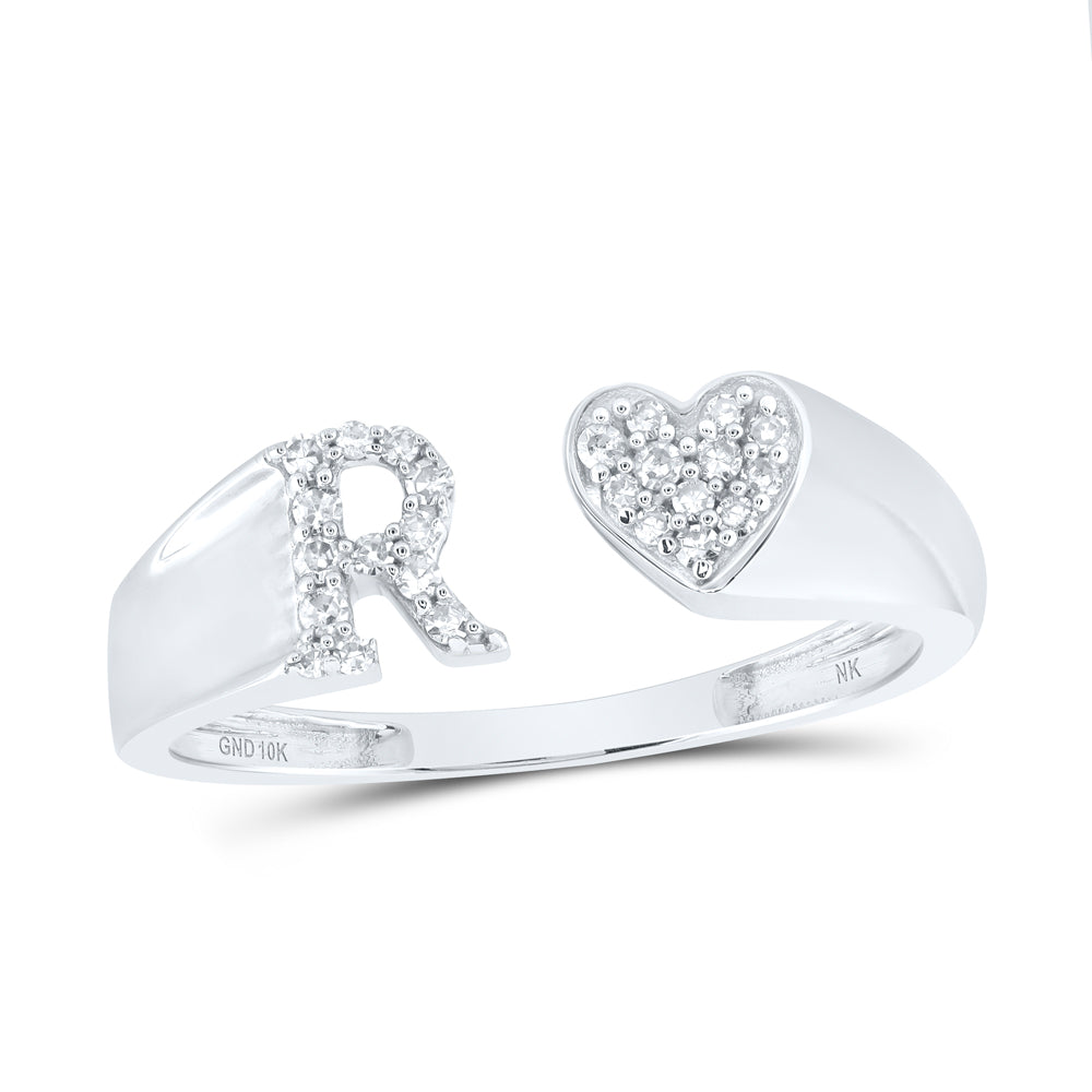 1/8Ctw-Dia Nk Gift Initial "R" Ladies Heart Ring (1.54 grams)