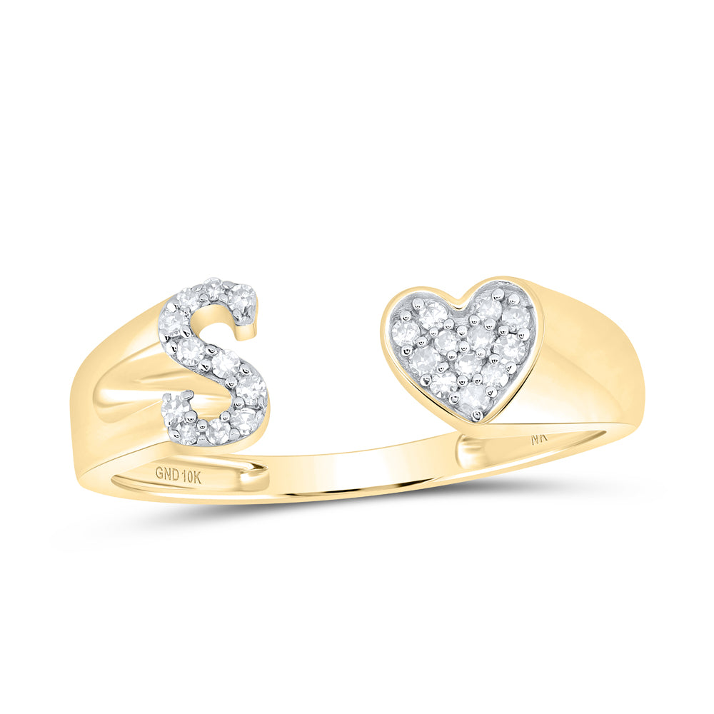 1/10Ctw-Dia Nk Gift Initial "S" Ladies Heart Ring (1.64 grams)