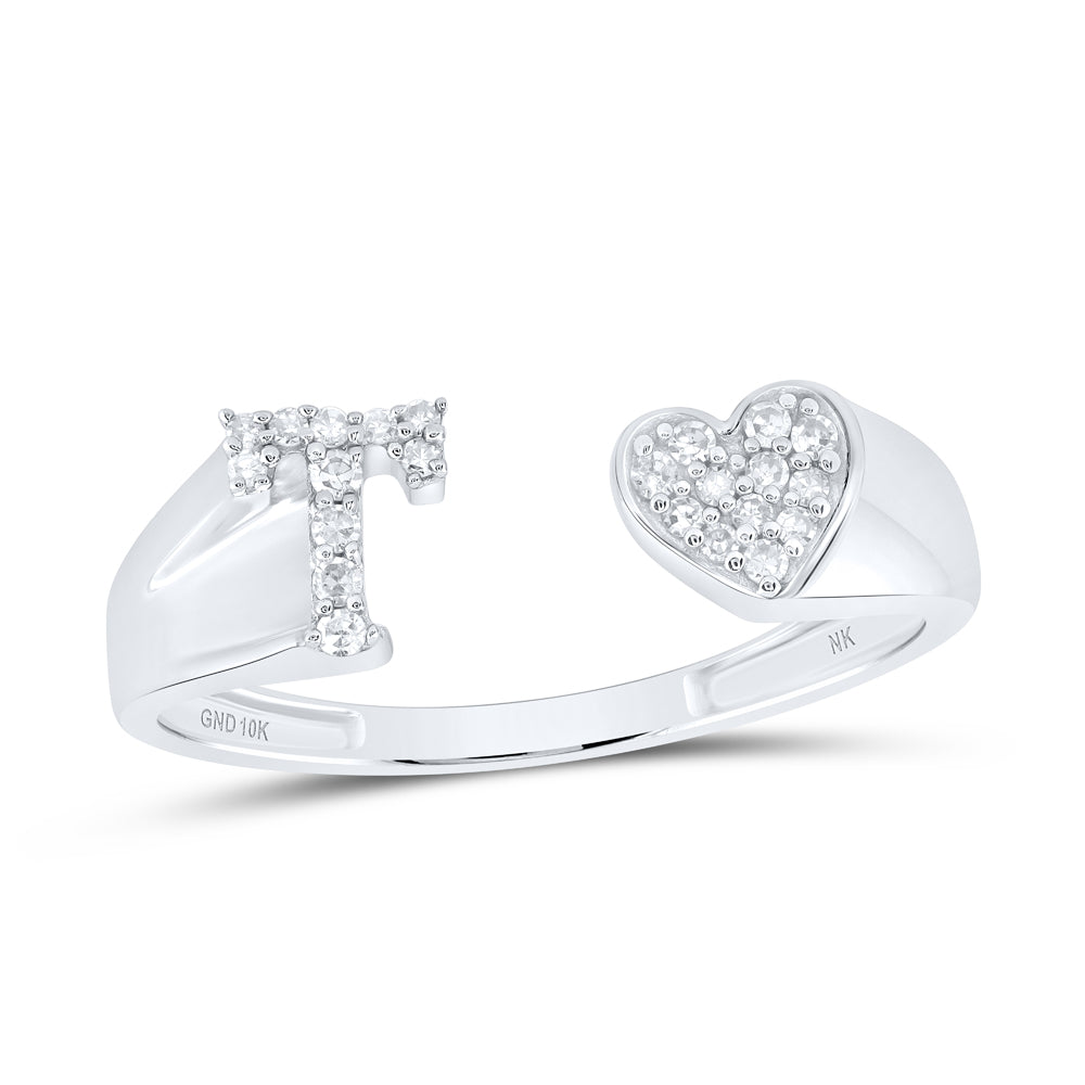 1/10Ctw-Dia Nk Gift Initial "T" Ladies Heart Ring (1.64 grams)