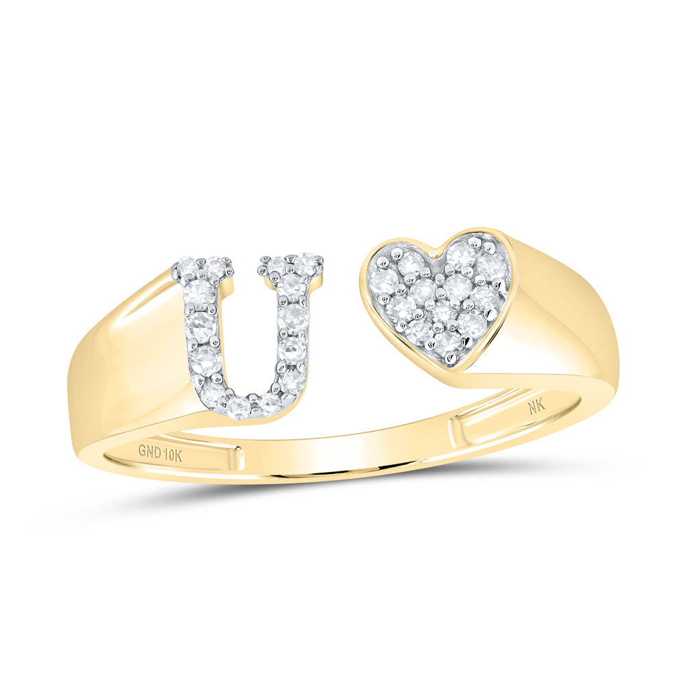 1/8Ctw-Dia Nk Gift Initial "U" Ladies Heart Ring (1.69 grams)