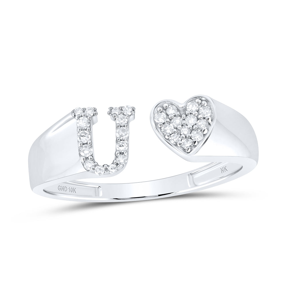 1/8Ctw-Dia Nk Gift Initial "U" Ladies Heart Ring (1.69 grams)