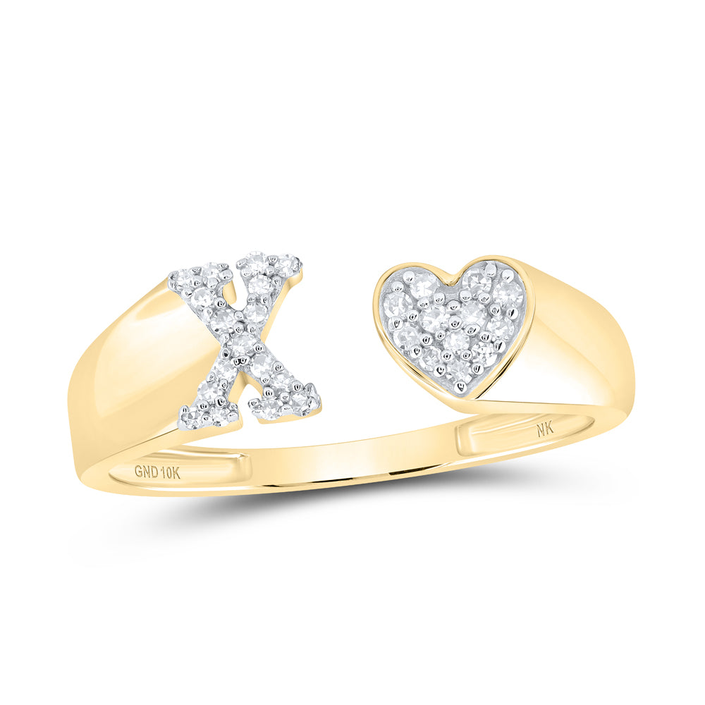 1/8Ctw-Dia Gift Nk Initial "X" Ladies Heart Ring (1.73 grams)