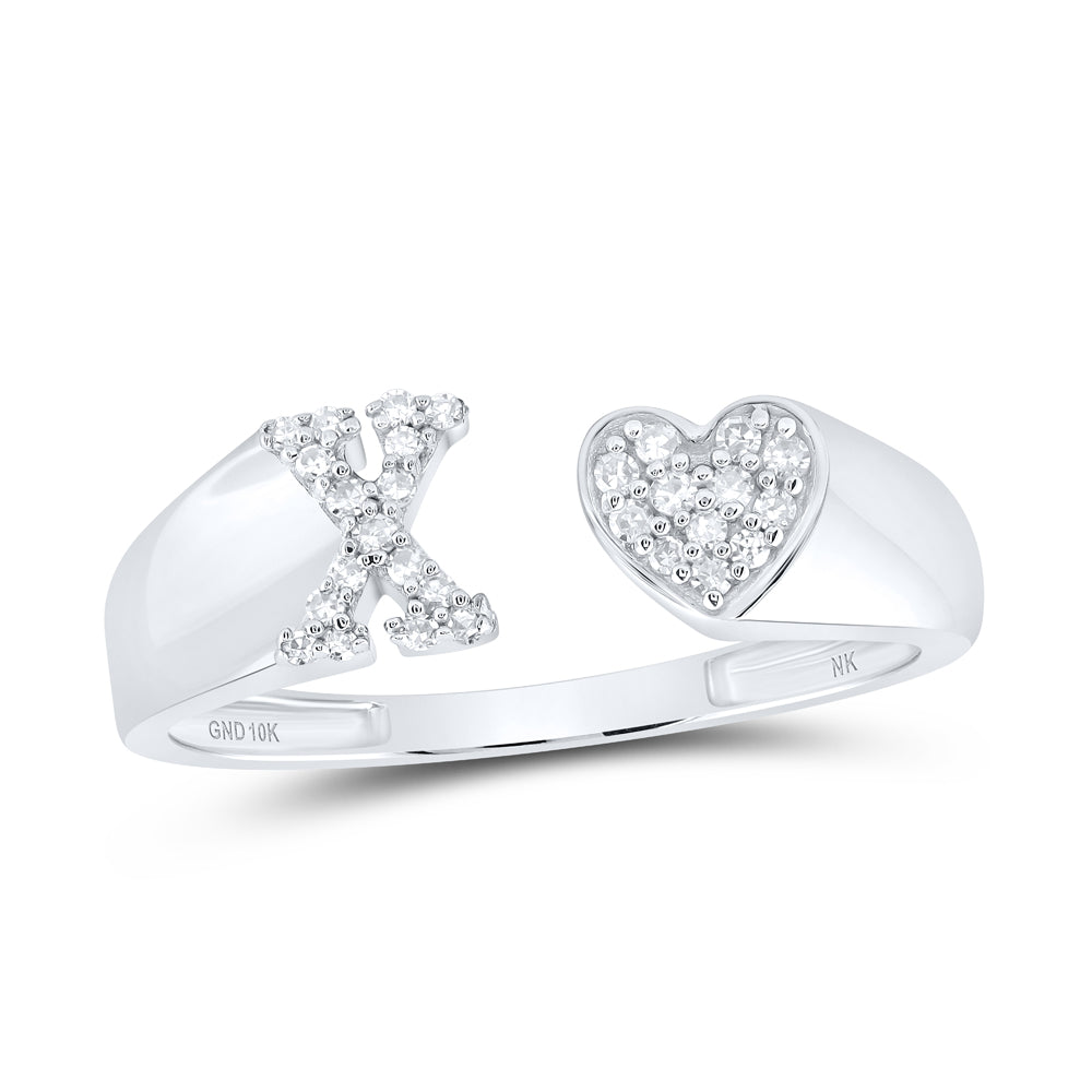 1/8Ctw-Dia Nk Gift Initial "X" Ladies Heart Ring (1.73 grams)