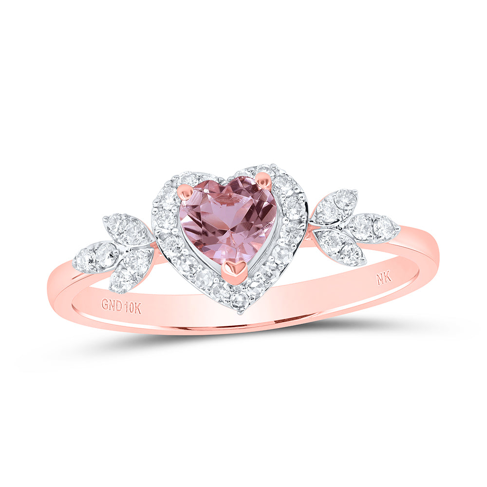 1/5Ctw-Dia Nk 4.5 Mm Heart- Morganite Ring (1.77 grams)