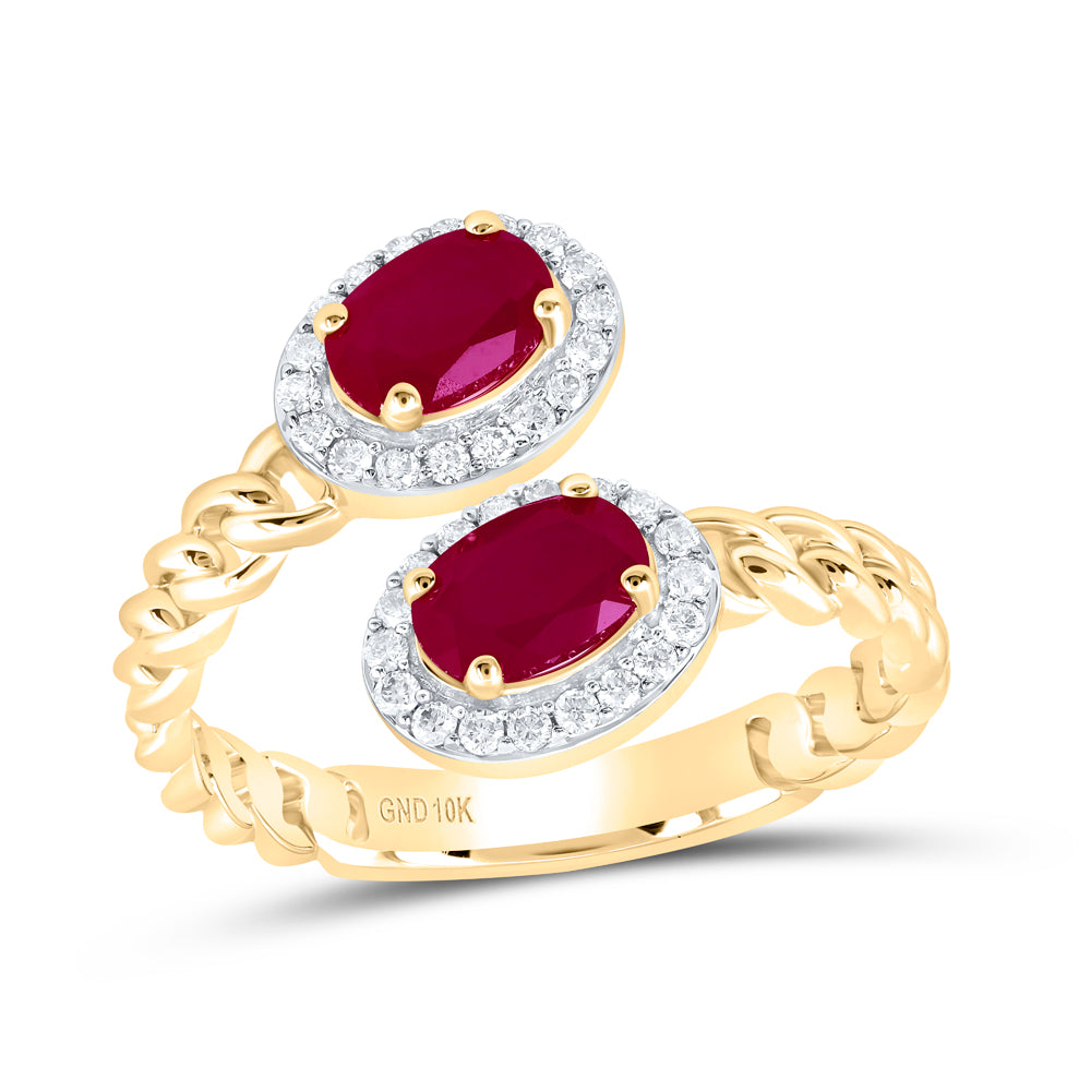 1/5Ctw-Diamond 6X4 Mm Ov-Ru Synthetic Ring (2.97 grams)