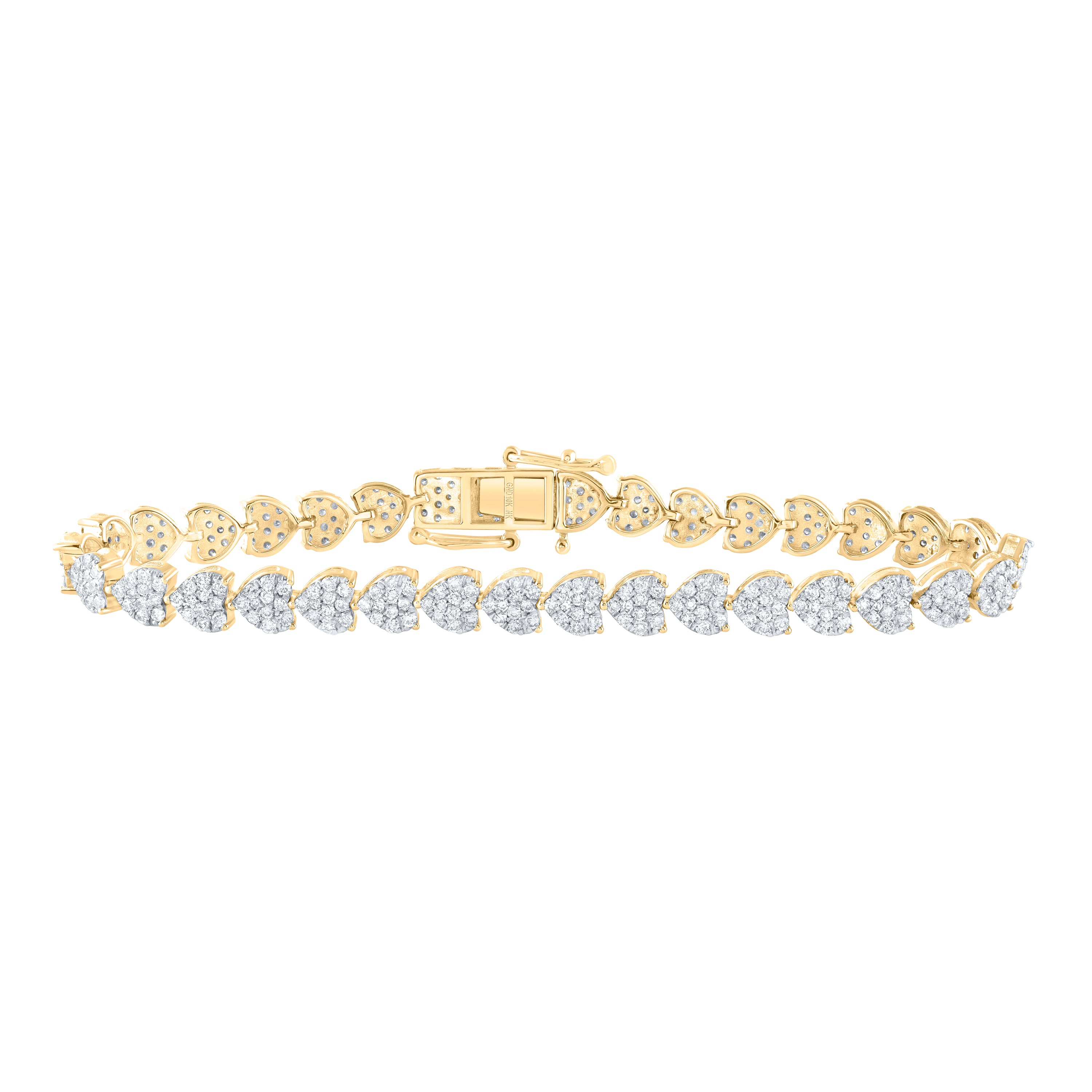 10Kt Gold 3 1/4Ctw-Dia Nk Heart Shape Fashion Bracelet (7 Inch)