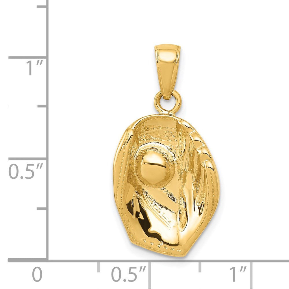 14k Yellow Gold 13 mm Baseball Glove And Ball Pendant (3.33 grams)