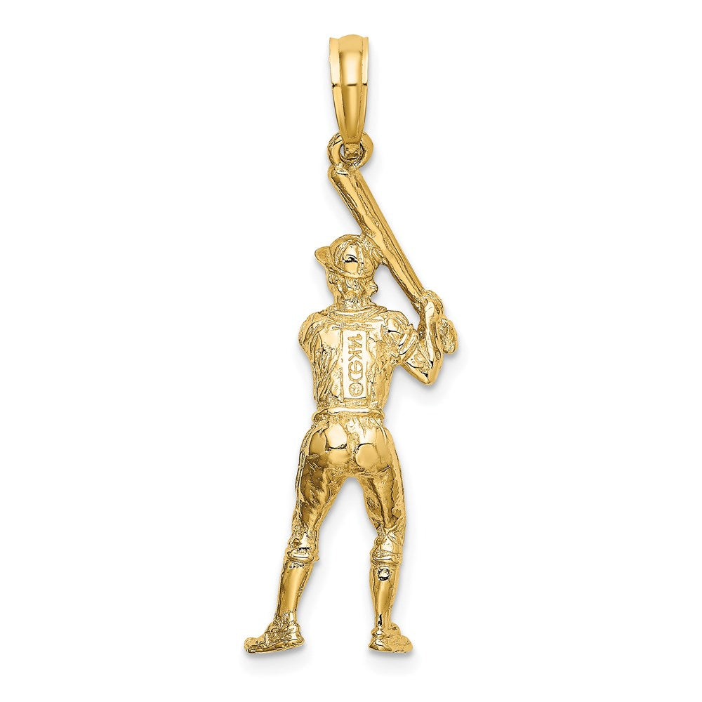 14k Yellow Gold 9.3 mm 3-D Baseball Player with Bat Charm (3.39 grams)