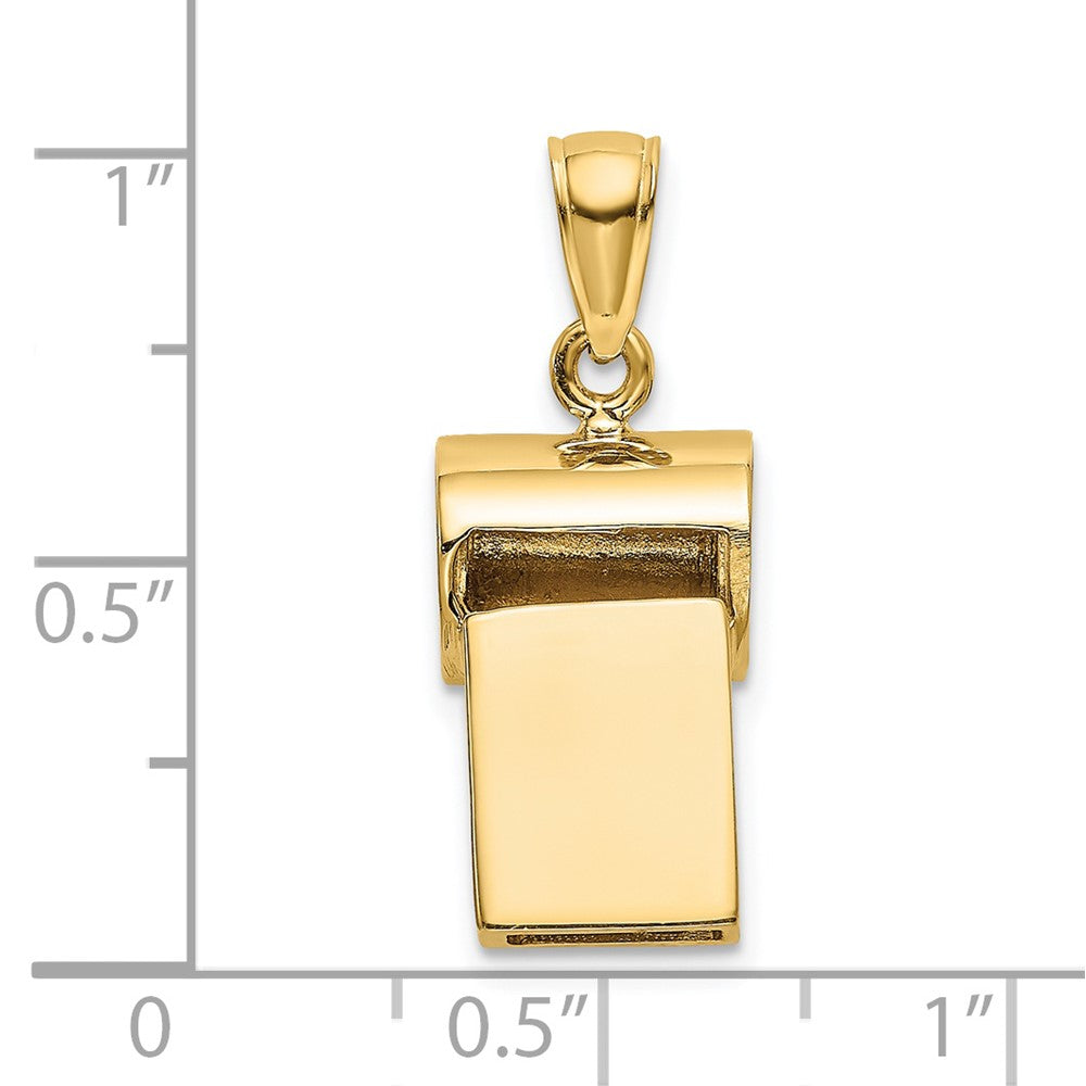 14k Yellow Gold 9.4 mm 3-D Whistle Charm (5.58 grams)