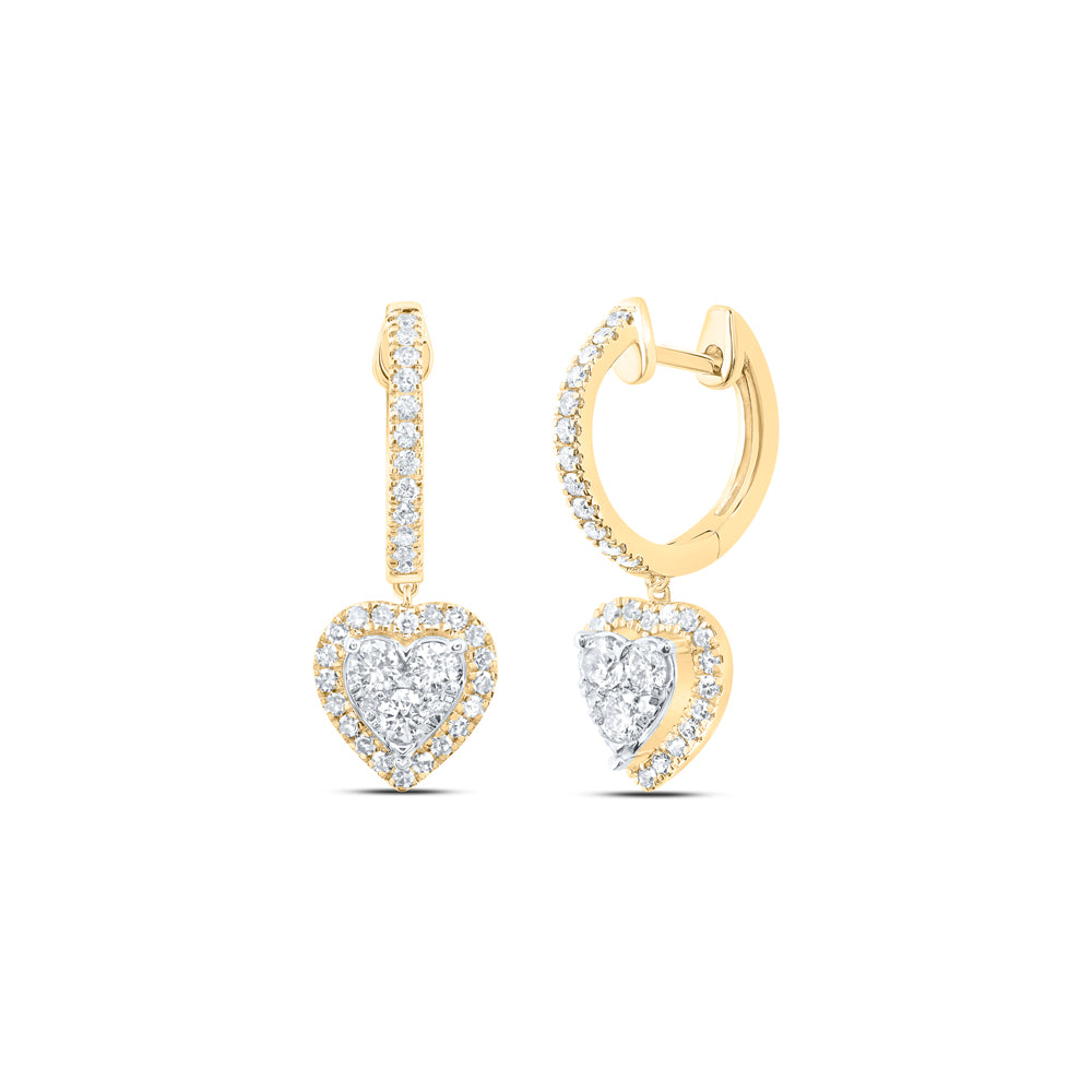 10Kt Gold 3/4Ctw-Dia Nk Fashion Heart Hoops Earring