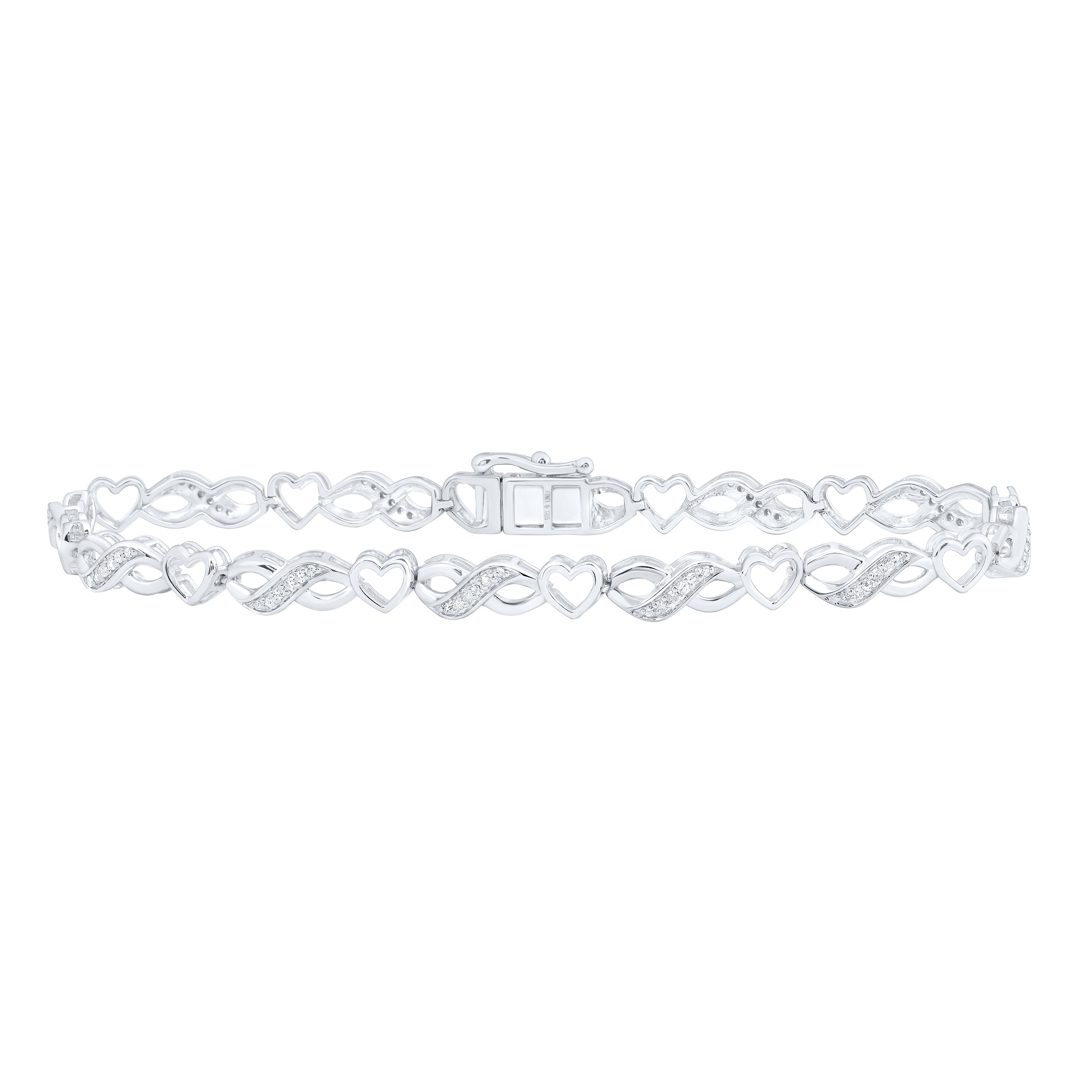 Sterling Silver 1/3Ctw-Diamond Gift Infinity Heart Bracelet (7 Inch)