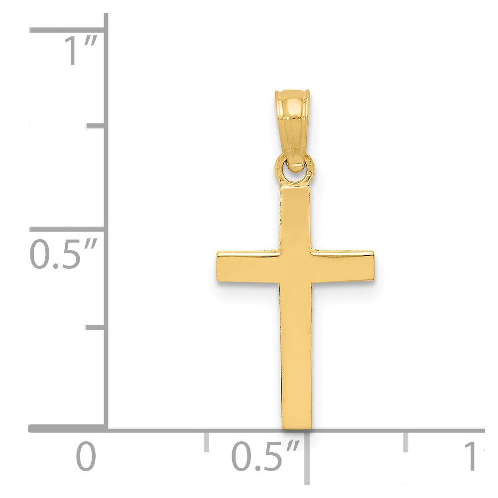 14k Yellow Gold 11 mm Beveled Cross Charm (0.86 grams)