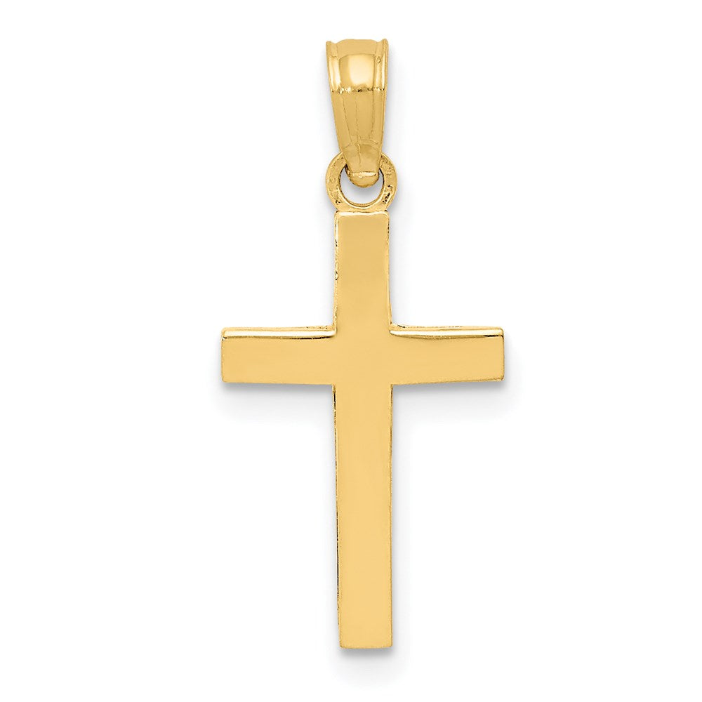 14k Yellow Gold 11 mm Beveled Cross Charm (0.86 grams)