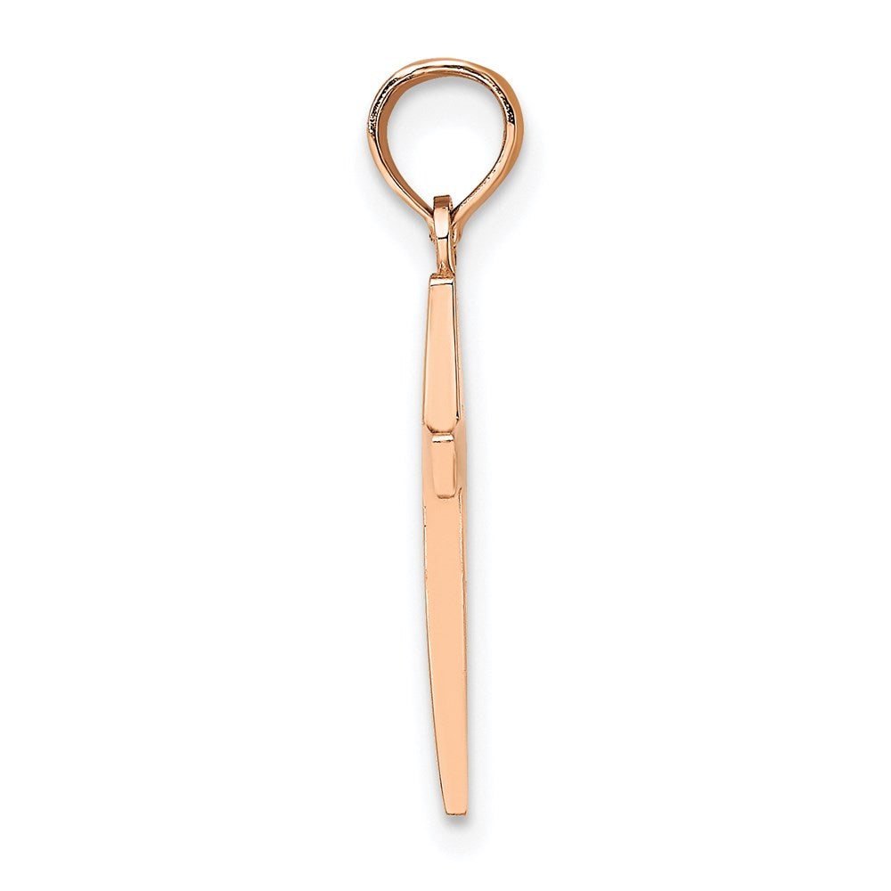 14k Rose Gold 11 mm Beveled Cross Charm (0.83 grams)