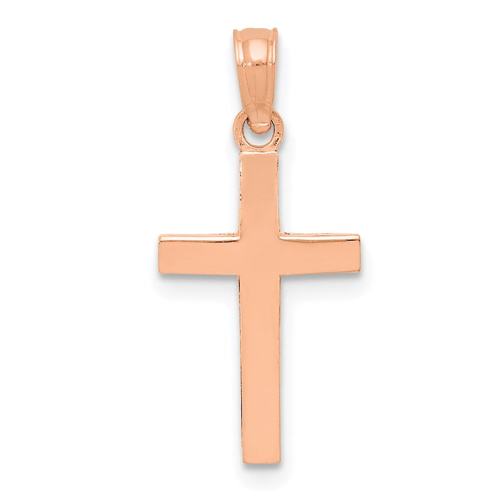 14k Rose Gold 11 mm Beveled Cross Charm (0.83 grams)