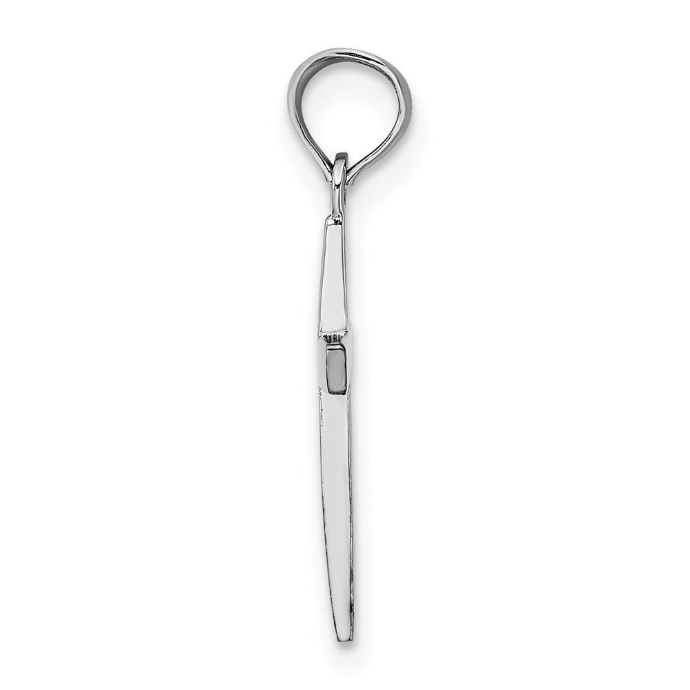 14k White Gold 11 mm Beveled Cross Charm (0.8 grams)