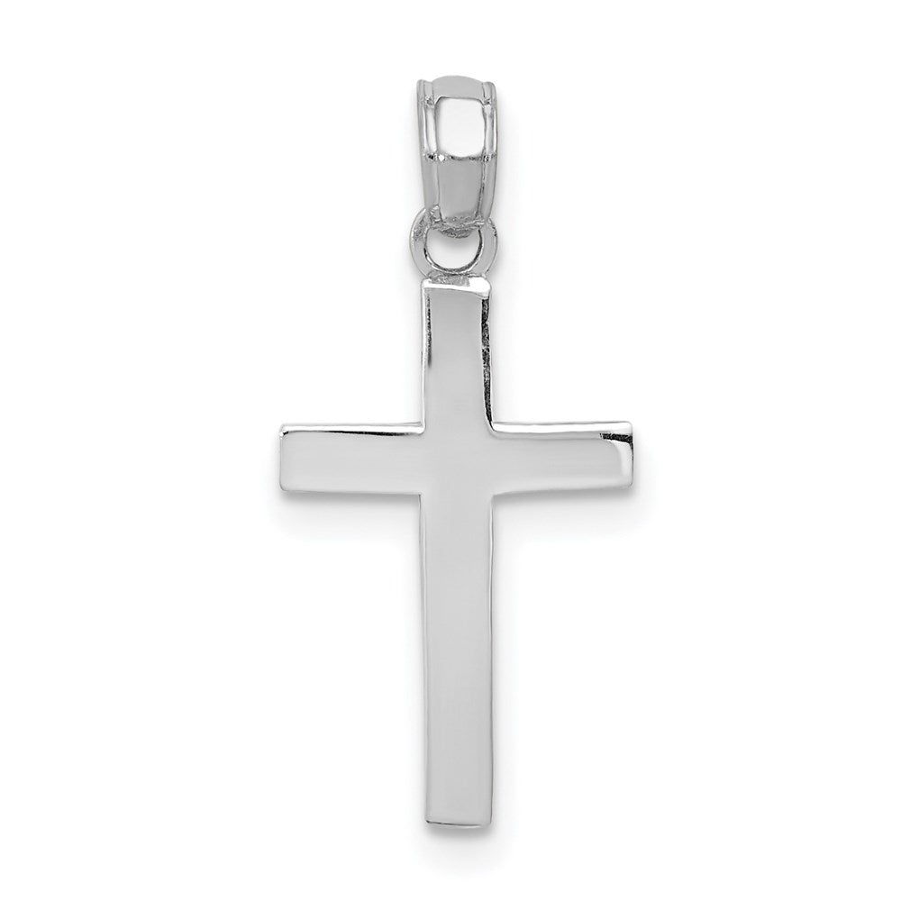 14k White Gold 11 mm Beveled Cross Charm (0.8 grams)