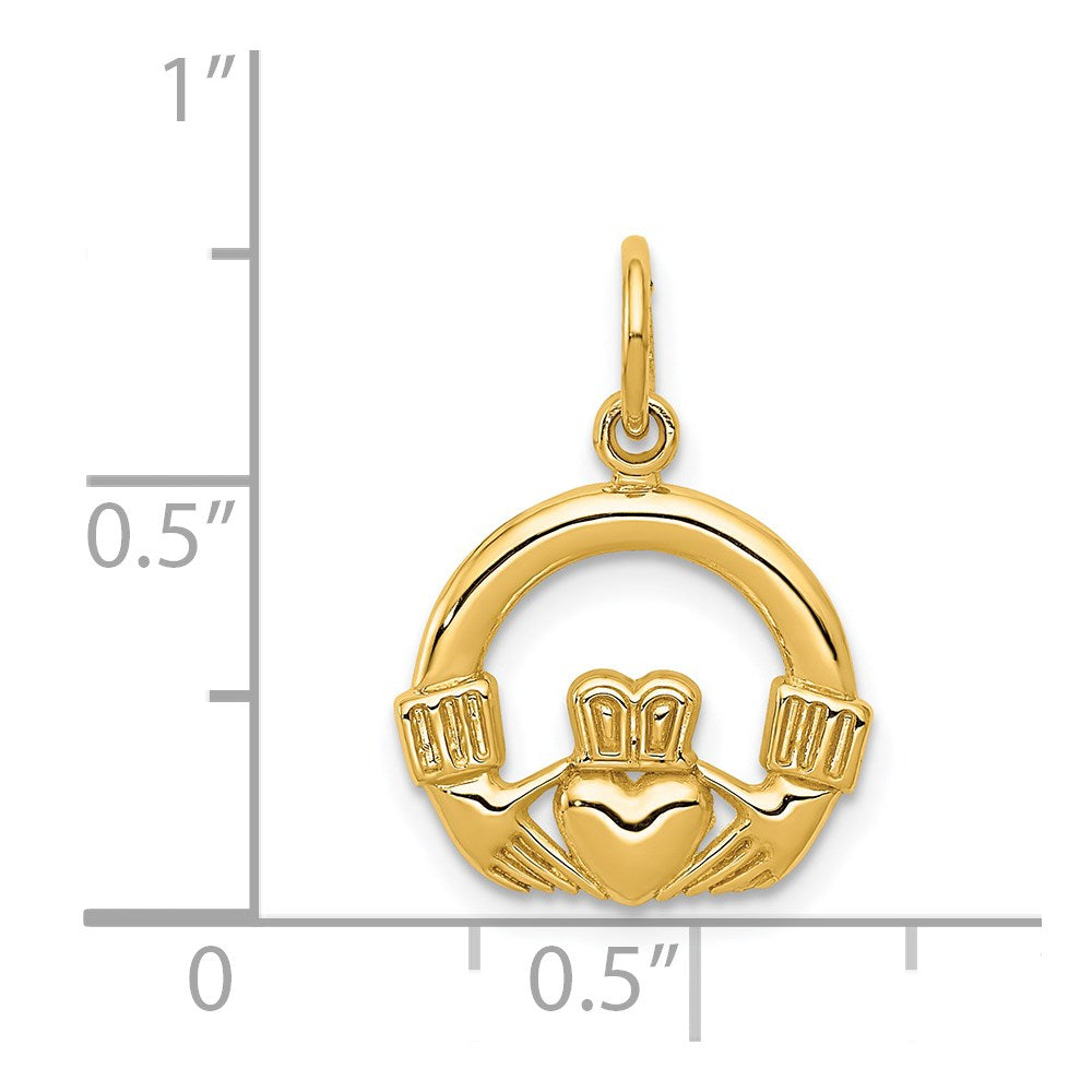 14k Yellow Gold 14 mm Claddagh Charm (0.97 grams)