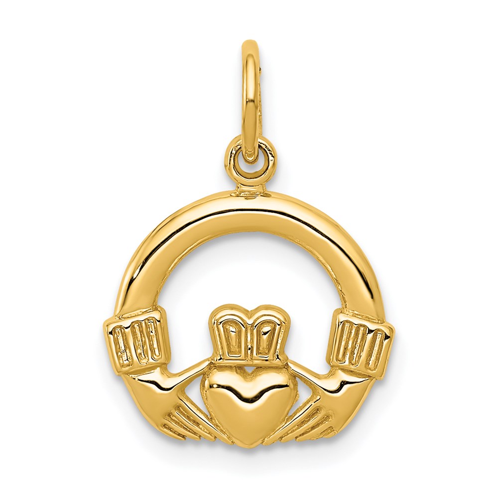 14k Yellow Gold 14 mm Claddagh Charm (0.97 grams)