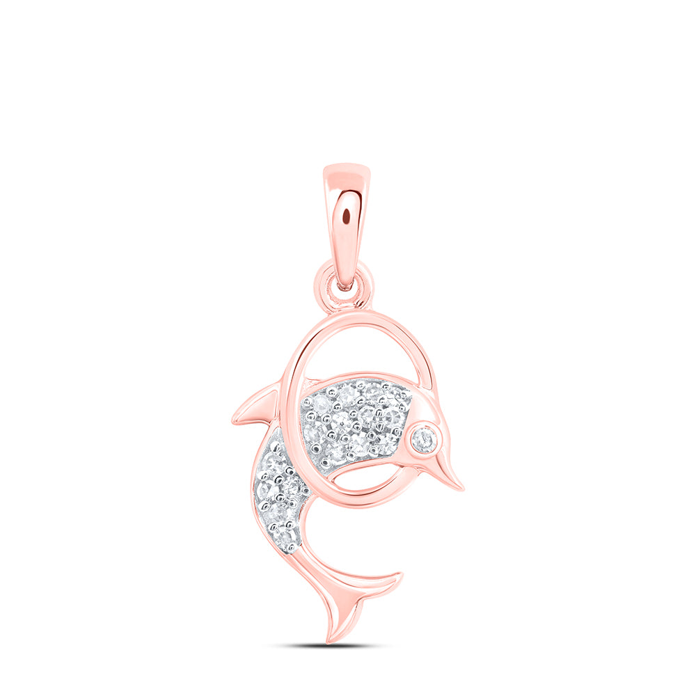 1/10Ctw-Nat Dia Nk Gift Dolphin Pendant (1.052 grams)