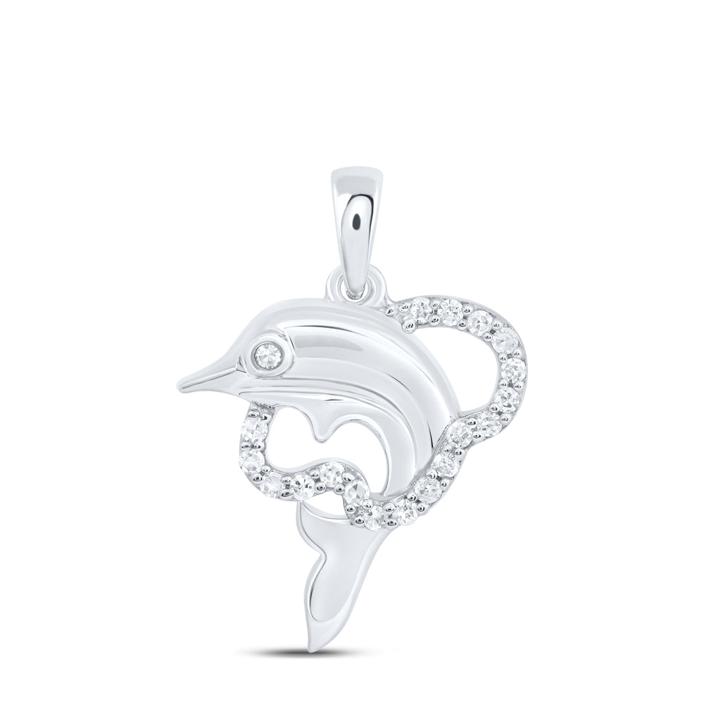 10Kt Gold 1/10Ctw-Diamond Gift Dolphin Pendant