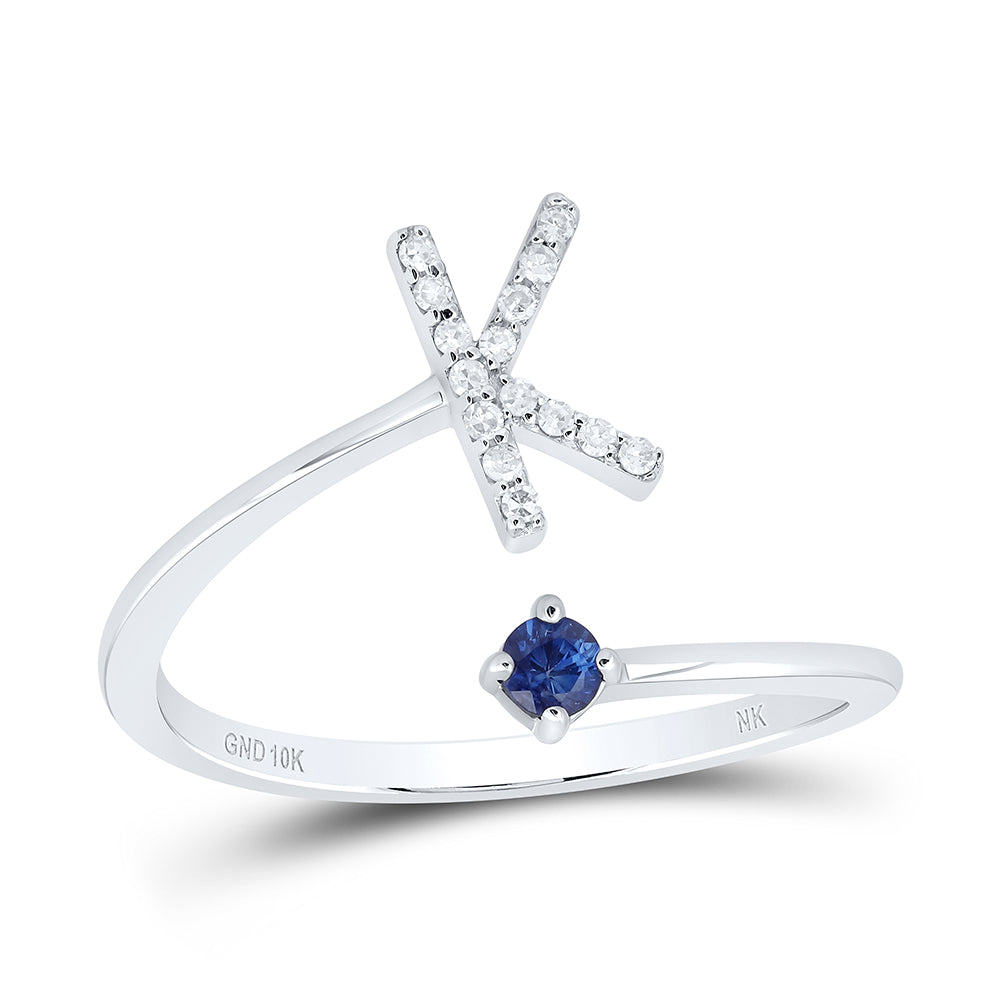 1/20Ctw-Nat Dia Nk 2.5Mm Rd-Bs Nat Gem Initial "K" Ladies Ring (1.7 grams)