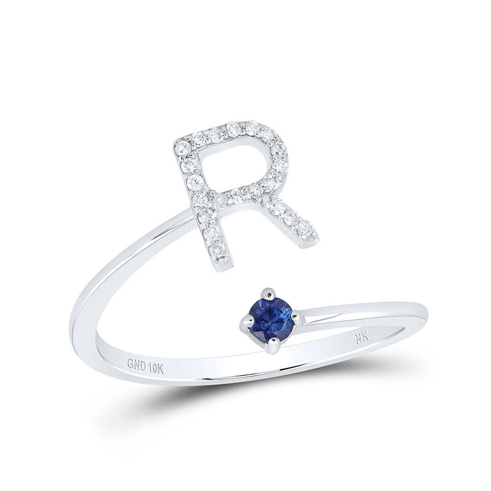 1/10Ctw-Nat Dia Nk 2.5Mm Rd-Bs Nat Gem Initial "R" Ladies Ring (1.84 grams)