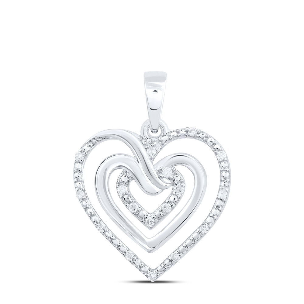 Sterling Silver 1/20Ctw-Dia P1 Gift Heart Pendant