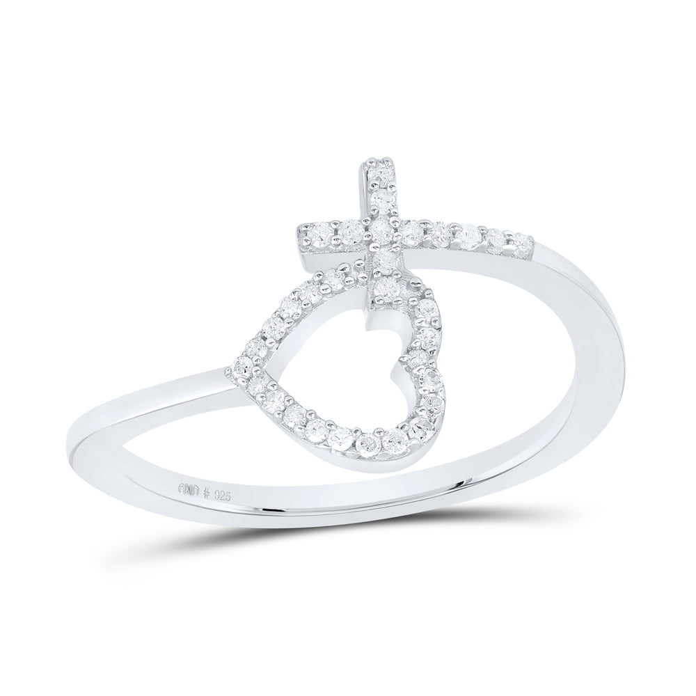 1/10Ctw-Nat Diamond Gift Cross Heart Ring (1.67 grams)