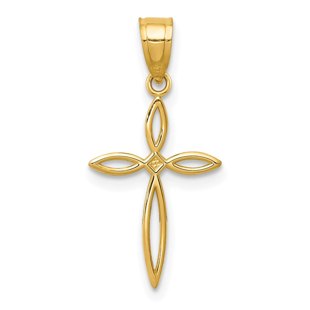 14k Yellow Gold 12 mm Passion Cross Charm (0.35 grams)