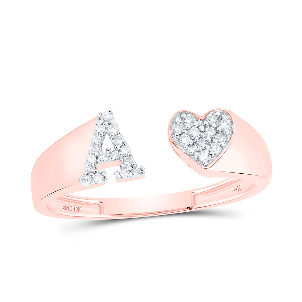 1/10Ctw-Dia Nk Gift Initial "A" Ladies Heart Ring (1.59 grams)