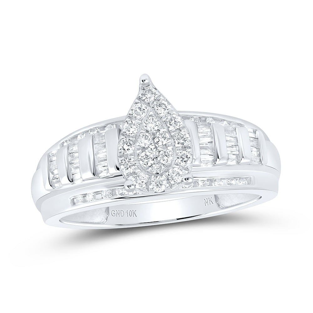 1/2Ctw-Nat Dia Nk Pear Fashion Ring (3.58 grams)