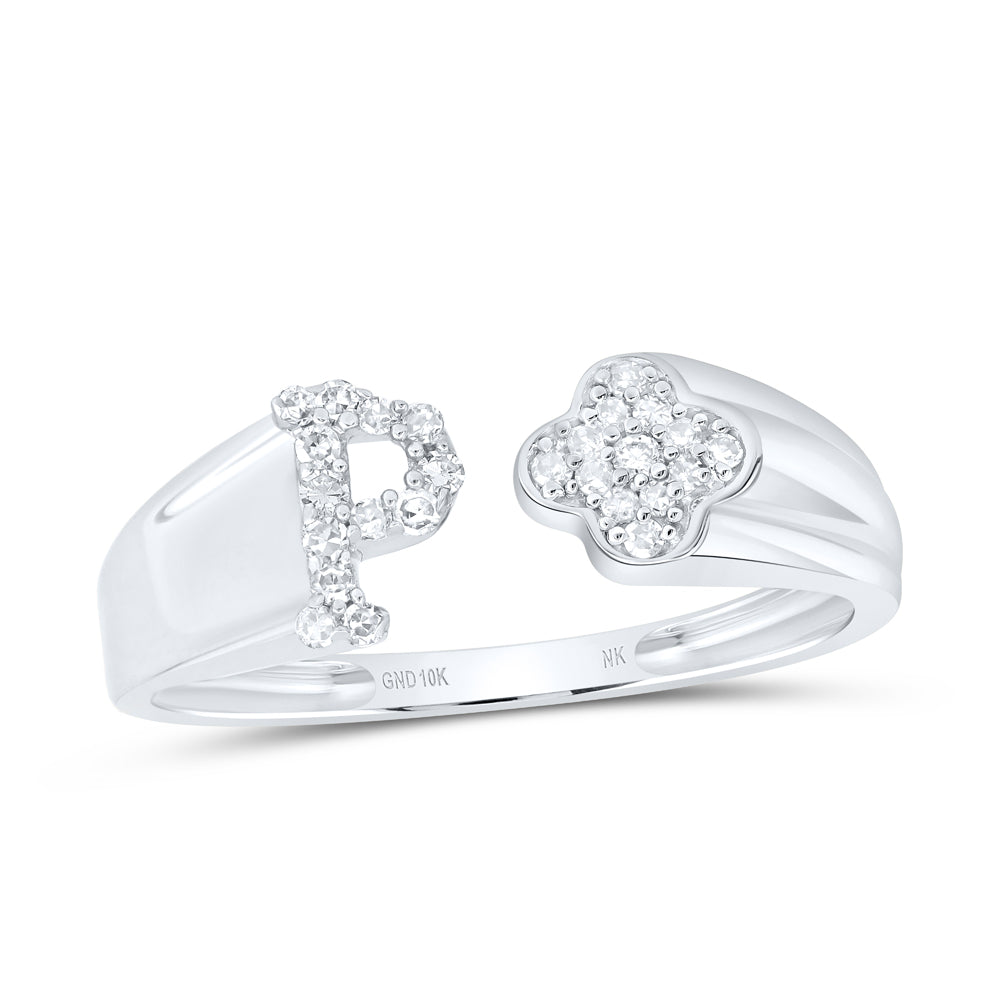 1/8Ctw-Nat Dia Nk Gift Initial "P" Ladies Ring (1.45 grams)