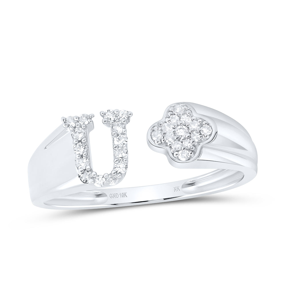 1/8Ctw-Nat Dia Nk Gift Initial "U" Ladies Ring (1.83 grams)