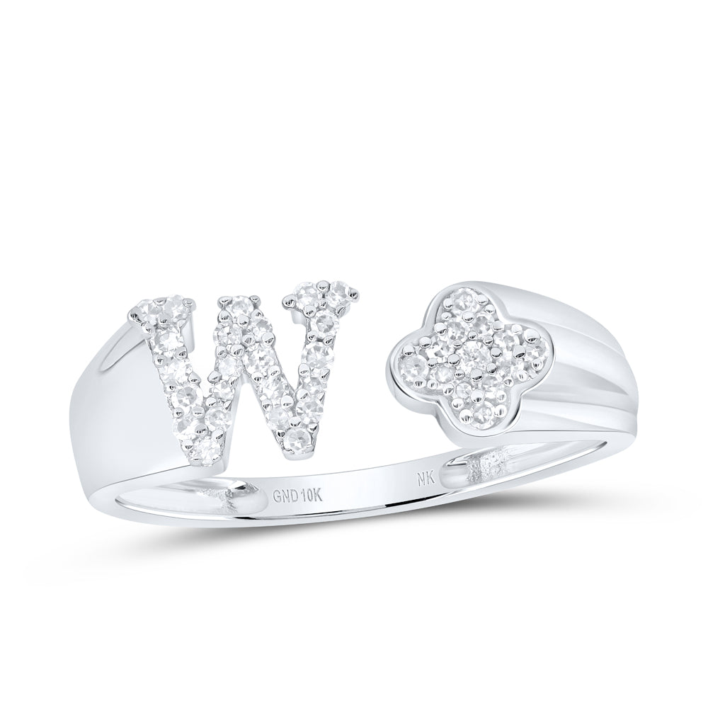1/6Ctw-Nat Dia Nk Gift Initial "W" Ladies Ring (1.96 grams)