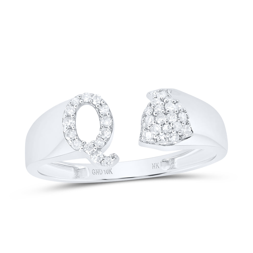 1/6Ctw-Nat Dia Nk Gift Initial "Q" Ladies Ring (1.66 grams)