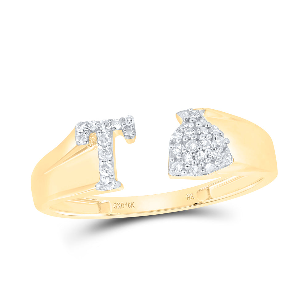 1/8Ctw-Nat Dia Nk Gift Initial "T" Ladies Ring (1.67 grams)