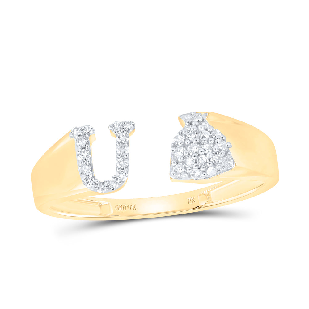 1/8Ctw-Nat Dia Nk Gift Initial "U" Ladies Ring (1.61 grams)
