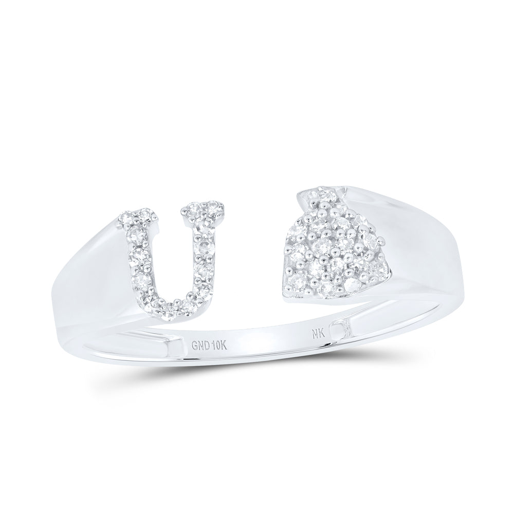 1/8Ctw-Nat Dia Nk Gift Initial "U" Ladies Ring (1.74 grams)
