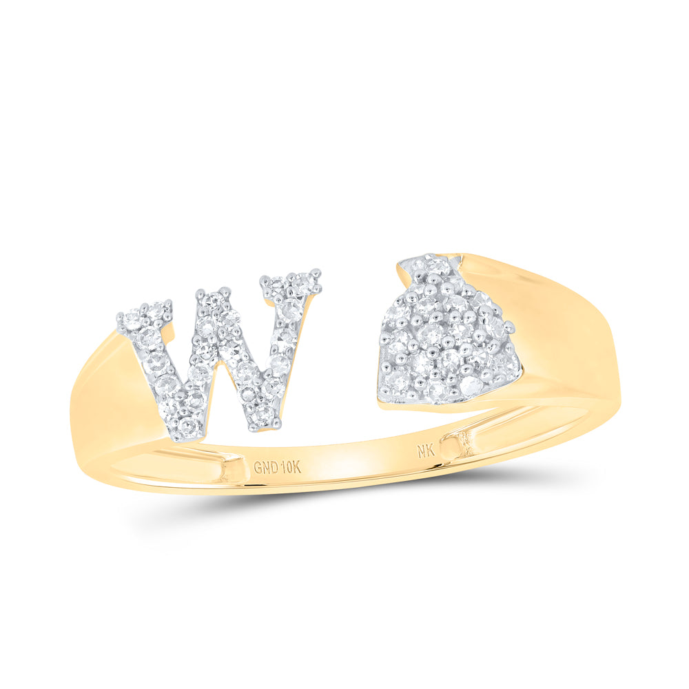 1/6Ctw-Nat Dia Nk Gift Initial "W" Ladies Ring (1.77 grams)
