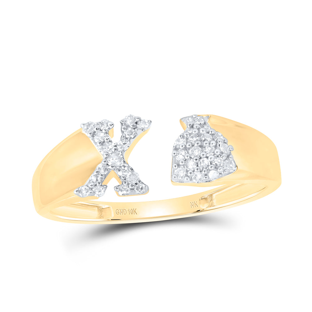 1/8Ctw-Nat Dia Nk Gift Initial "X" Ladies Ring (1.64 grams)