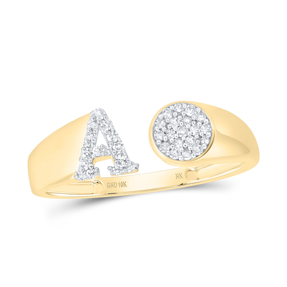 1/8Ctw-Nat Dia Nk Gift Initial "A" Round Ladies Ring (1.47 grams)