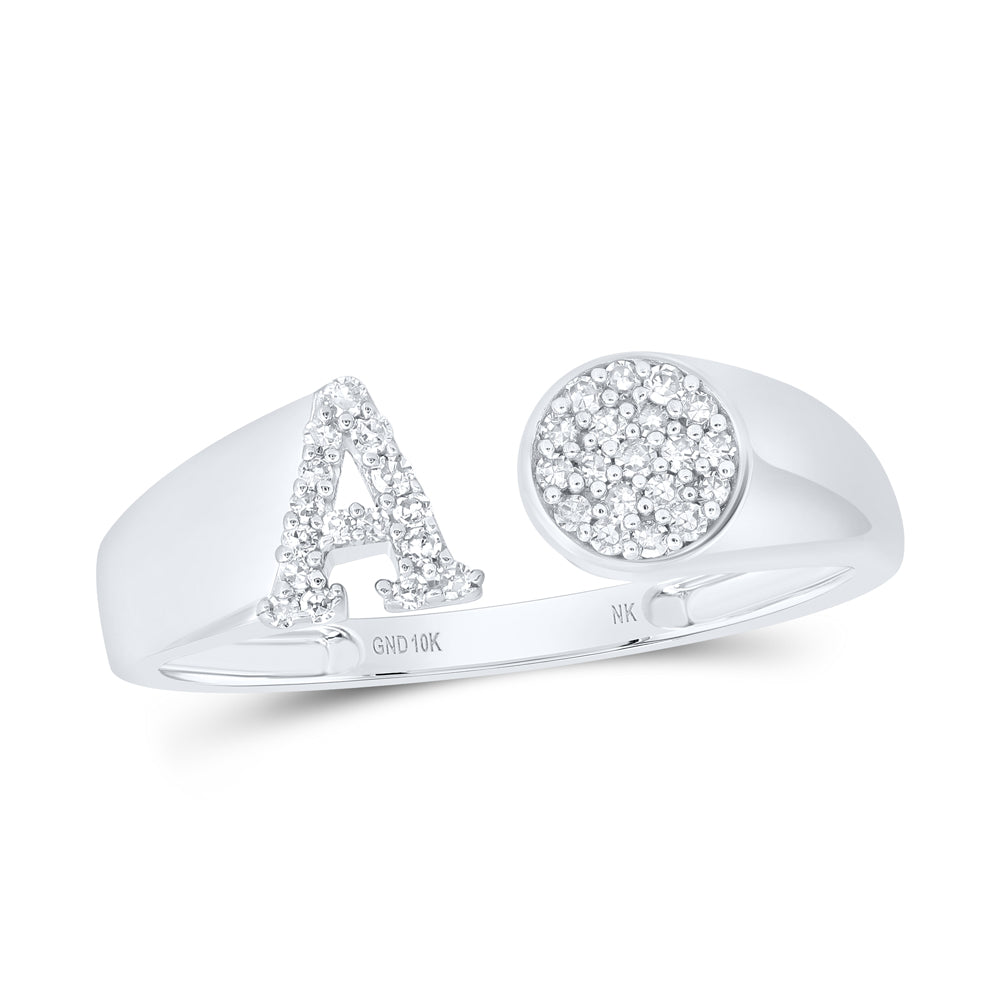 1/8Ctw-Nat Dia Nk Gift Initial "A" Round Ladies Ring (1.52 grams)
