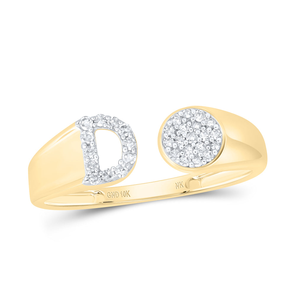 1/6Ctw-Nat Dia Nk Gift Initial "D" Round Ladies Ring (1.45 grams)