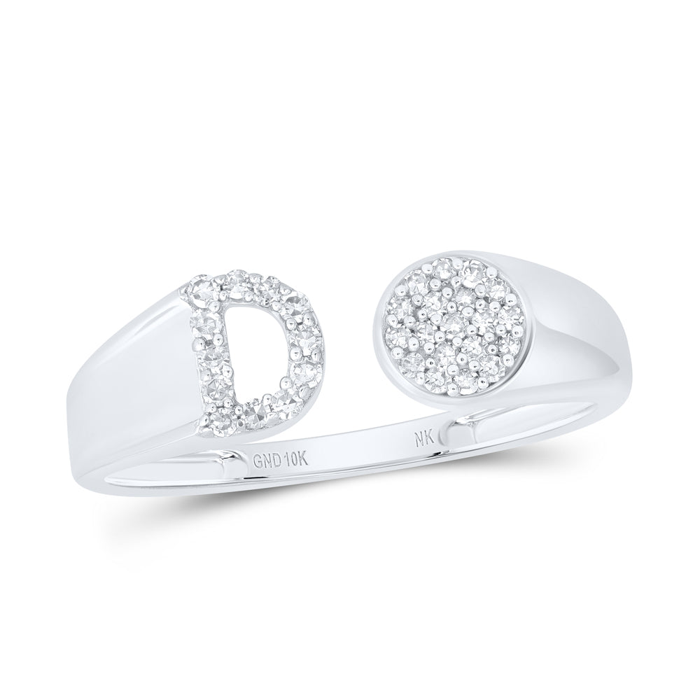 1/6Ctw-Nat Dia Nk Gift Initial "D" Round Ladies Ring (1.49 grams)