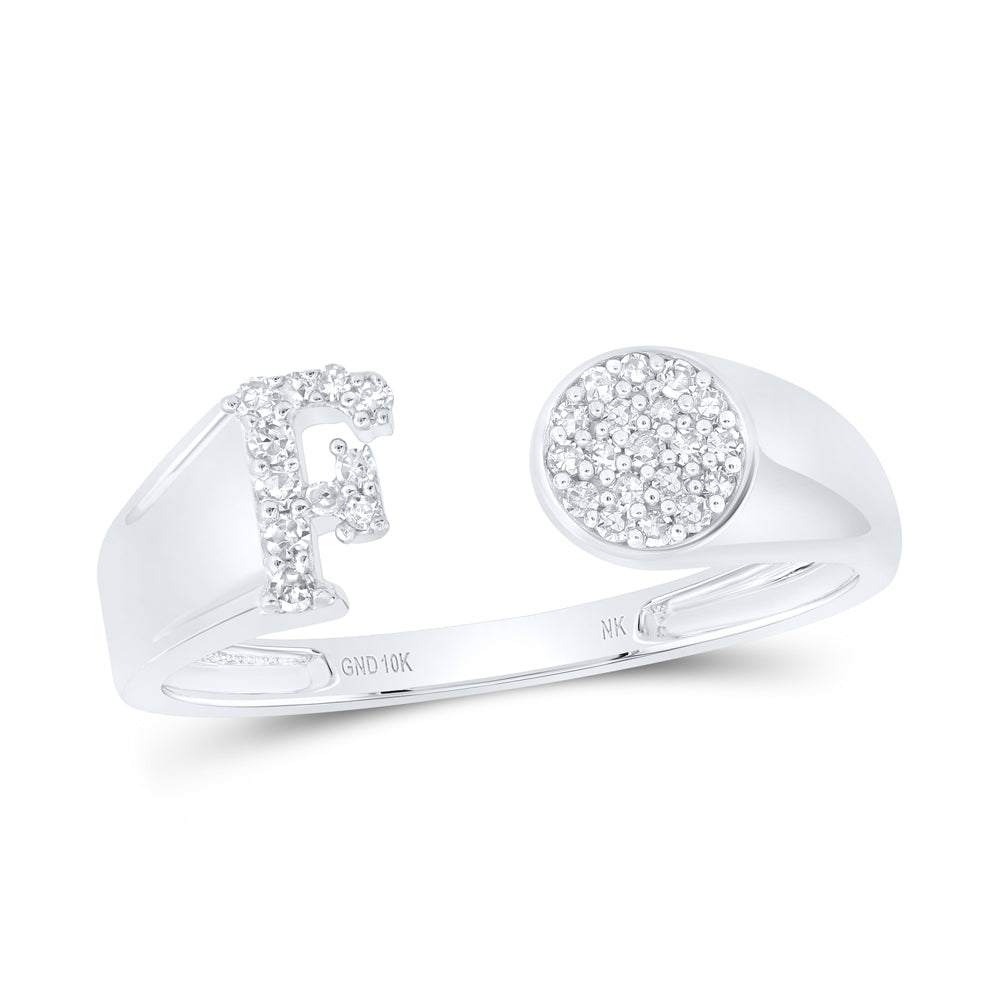 1/8Ctw-Nat Dia Nk Gift Initial "F" Round Ladies Ring (1.72 grams)
