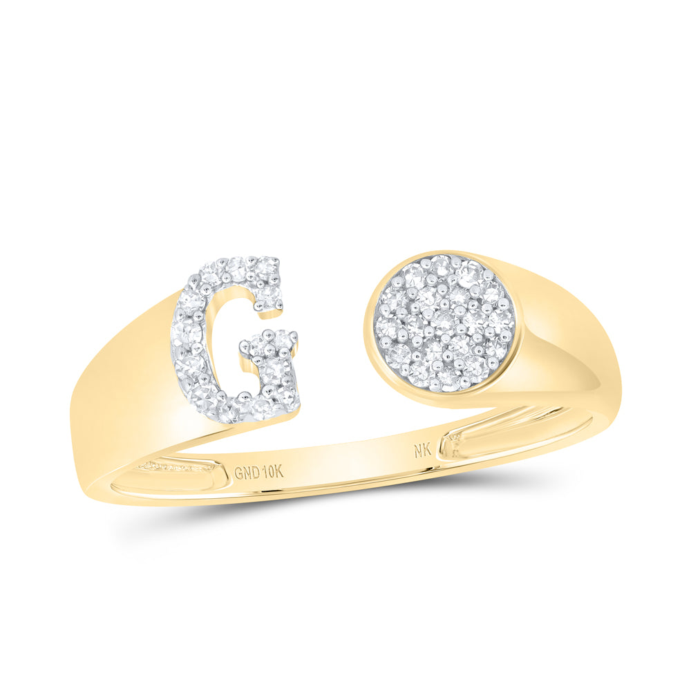 1/8Ctw-Nat Dia Nk Gift Initial "G" Round Ladies Ring (1.58 grams)