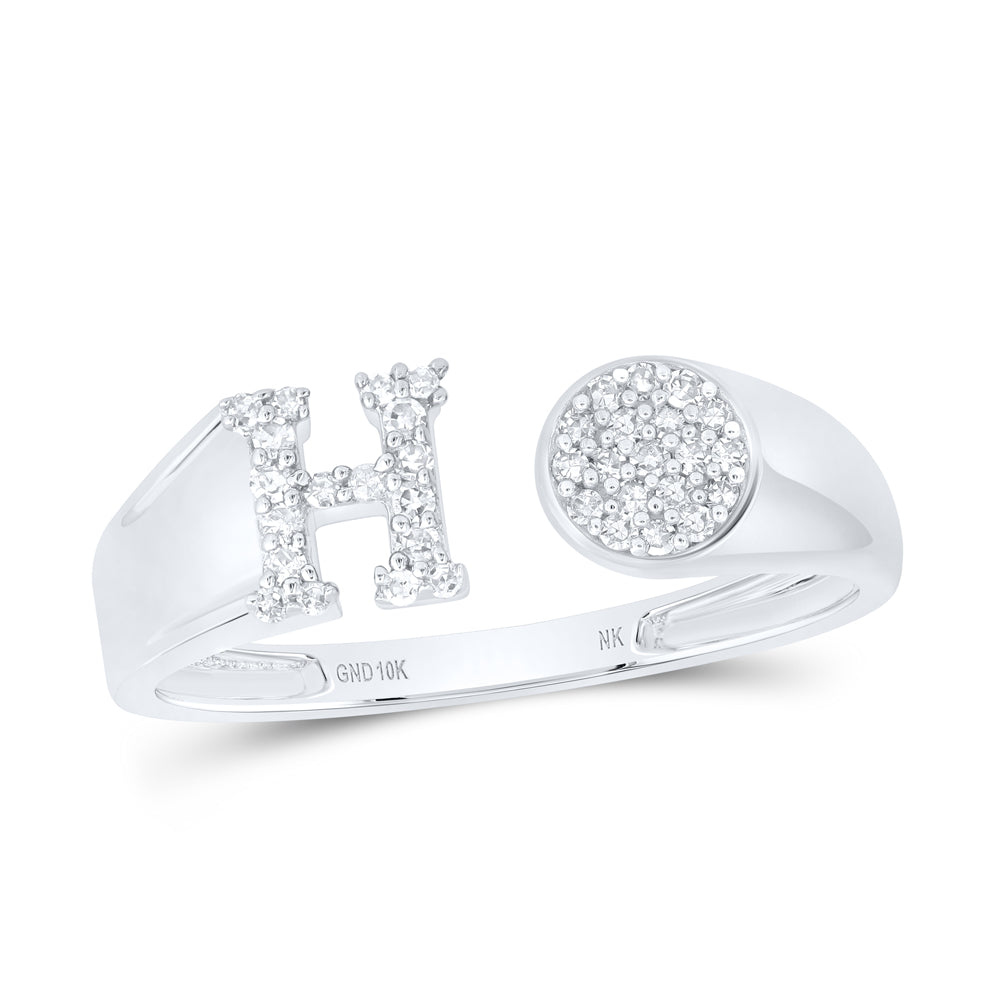 1/6Ctw-Nat Dia Nk Gift Initial "H" Round Ladies Ring (1.65 grams)