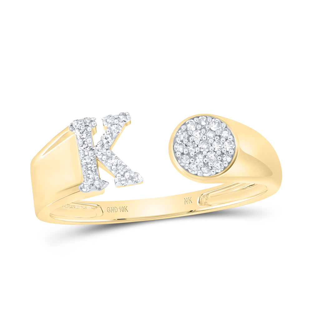 1/6Ctw-Nat Dia Nk Gift Initial "K" Round Ladies Ring (1.67 grams)