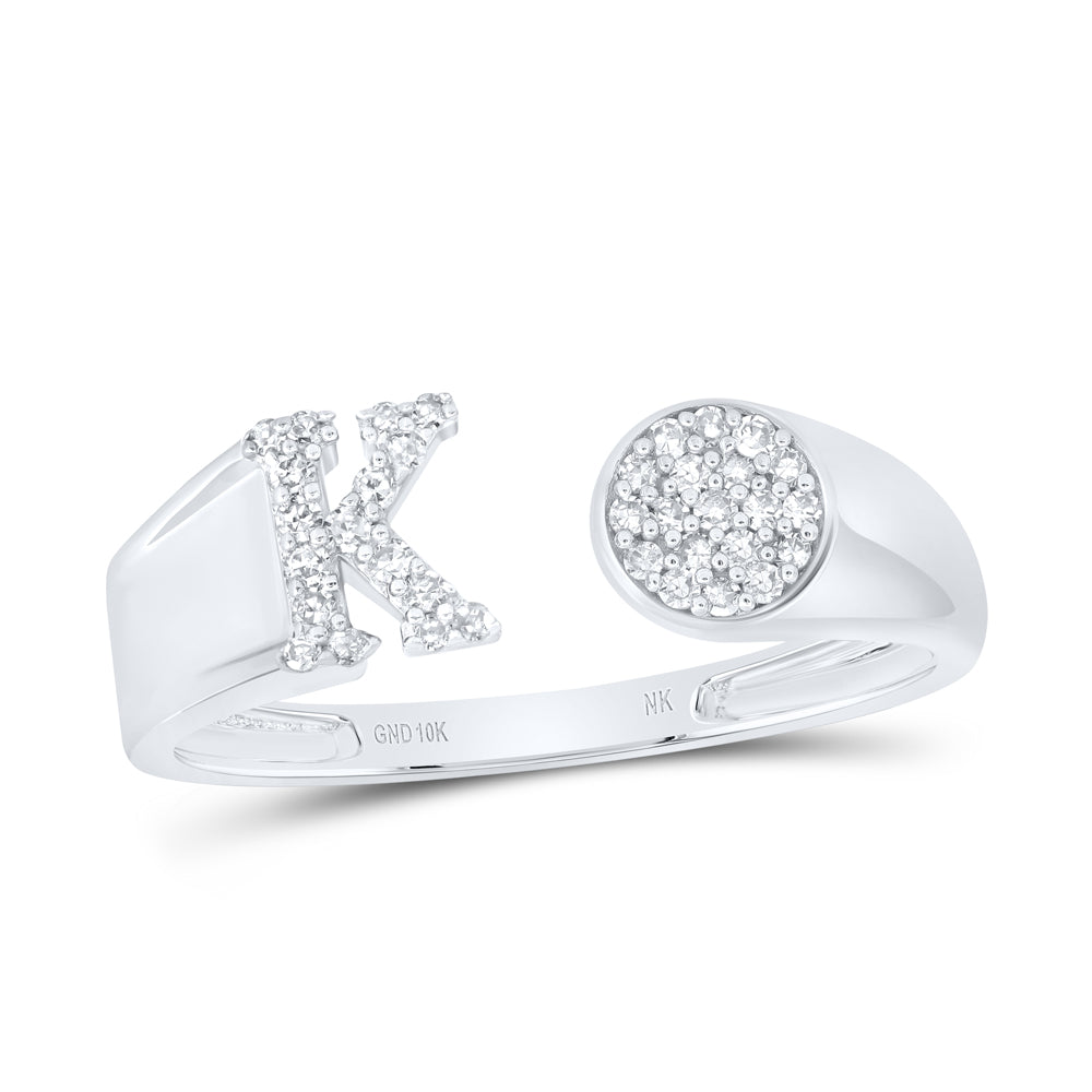 1/6Ctw-Nat Dia Nk Gift Initial "K" Round Ladies Ring (1.82 grams)